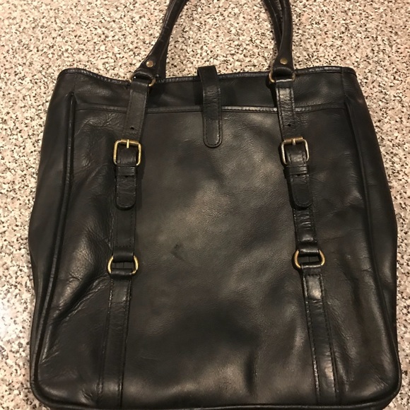 Large Black Leather Tote - Picture 2 of 6